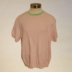 90s Pastel Colorblock Cotton Knit Tee Andrew Rohan Women XL Stretchy Basic Fit